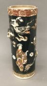 A late 19th century Japanese Satsuma cylindrical vase