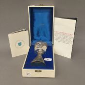A cased limited edition silver goblet made by Order of The Dean and Chapter of Ely,