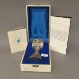 A cased limited edition silver goblet made by Order of The Dean and Chapter of Ely,