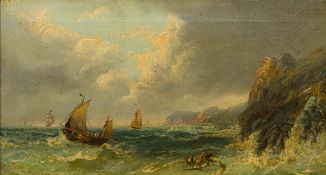 ENGLISH SCHOOL (19th century), Shipping off the Coast in Choppy Waters, oil on canvas,