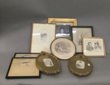 A quantity of small 19th century framed prints
