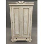 A white painted pine wardrobe. 179 cm high, 58 cm deep, 98 cm wide.