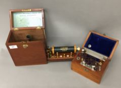 A Victorian mahogany cased medical electric shock treatment machine and another