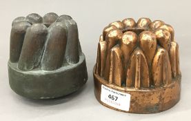 Two 19th century copper jelly moulds