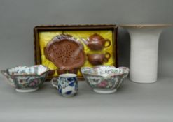 A small quantity of miscellaneous ceramics, including a Chinese tea set, Studio pottery, etc.