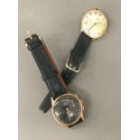 An 18 K gold cased gentleman's BWC chronograph wristwatch and a Sarcar gentleman's wristwatch