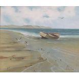 JACK WILSON (20th century), Boats and Seagulls on Shore Line, oil on canvas,