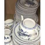 An extensive Japanese blue and white dinner and tea service