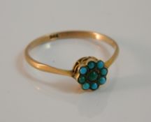 A 9 ct gold and turquoise ring (1 gram total weight)