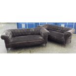 Two Victorian Chesterfield settees
