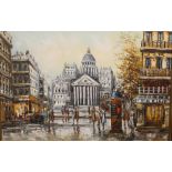 FRENCH SCHOOL, City Street Scene, oil on canvas,