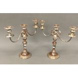 A pair of Sheffield plate candelabra