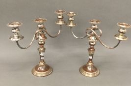 A pair of Sheffield plate candelabra