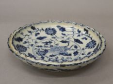 A Chinese blue and white porcelain shallow dish