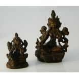 Two tiny bronze god figures