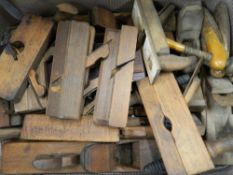 A Victorian pine toolbox containing tools