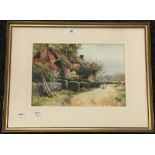 H HUGHES RICHARDSON, Cowslip Cottage, Milkingpen Lane, Old Basing, Hampshire, watercolour,