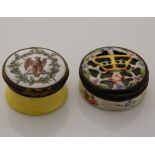 Two small enamel boxes