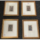 A set of four small Japanese 19th century woodblock prints,