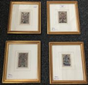 A set of four small Japanese 19th century woodblock prints,