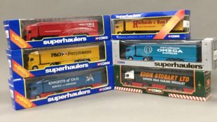 Six boxed Corgi articulated lorries