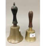 A Victorian hand bell and another