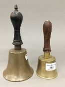 A Victorian hand bell and another