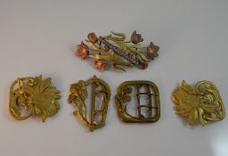 A collection of Art Nouveau buckles
