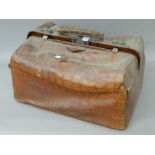 A Victorian crocodile skin travelling bag