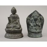 A Chinese bronze model of Buddha and a model of Ganesh