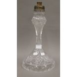 A cut glass lamp base