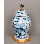 A Chinese blue and white porcelain vase Of lidded baluster form,