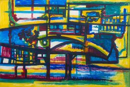 BERNARD GREEN (1931-1998) British (AR) Abstract of London Bridge Oil on board, signed, framed.