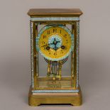 A cloisonne decorated four glass regulator clock The gilt dial with Arabic numerals and inscribed