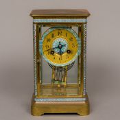 A cloisonne decorated four glass regulator clock The gilt dial with Arabic numerals and inscribed