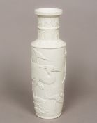 WANG BING RONG (1840-1900) Chinese A blanc de chine biscuit fired porcelain vase Of baluster form
