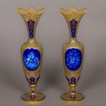 A pair of 19th century Bohemian glass vases Each of slender baluster form,