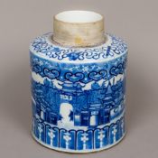 An 18th/19th century Chinese blue and white porcelain ginger jar Of cylindrical form,