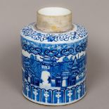 An 18th/19th century Chinese blue and white porcelain ginger jar Of cylindrical form,