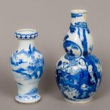 A 19th century Chinese blue and white porcelain vase Of double gourd form,