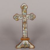 An 19th century Oriental mother-of-pearl inset crucifix Typically modelled with Christ wearing a