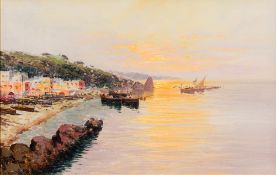 ANTONIO SANNINO (born 1956) Italian (AR) Bay of Naples Oils on canvas, signed, framed. 56.5 x 36 cm.