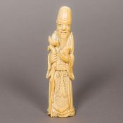 A 19th century Chinese carved ivory figure Formed as Shao Loa,