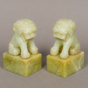 A pair of Chinese carved jade desk seals Each modelled as a dog-of-fo,