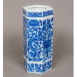 A Chinese blue and white porcelain vase Of hexagonal form,