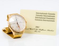 An IWC (International Watch Co Ltd) gentleman's gold cased Portugieser Rattrapante split second