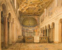 19th CENTURY SCHOOL Church Interior, Possibly Rome Watercolour,