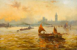 Attributed to WILLIAM LIONEL WYLLIE (1851-1931) British Pool of London Oil on canvas, unsigned,