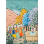 A 19th century Persian miniature on paper Painted with a Christian scene depicting four winged
