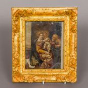 A 17th/18th century oil on copper panel Depicting the Madonna and Child, framed and glazed.